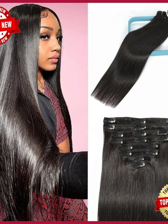 20 Inch Clip-In Human Hair Extensions 105g 8pc Set Double Weft main image 6